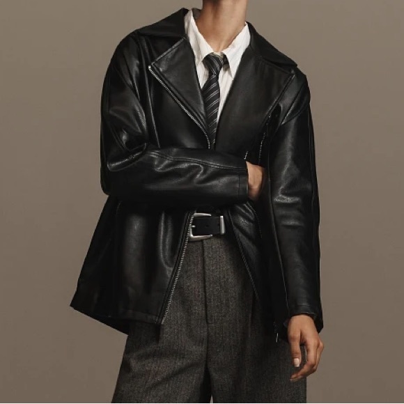 Anthropologie Maeve Oversized Faux-Leather Moto Jacket